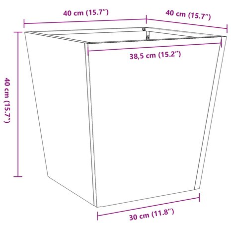 Plantenbakken 2 st 40x40x40 cm staal antracietkleurig 12