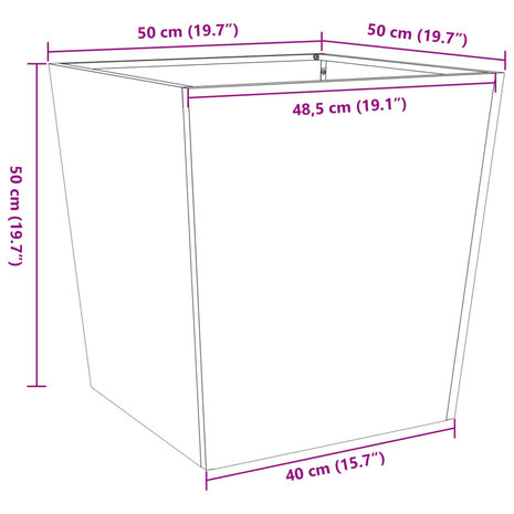 Plantenbak 50x50x50 cm staal zwart 10