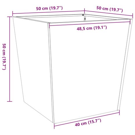 Plantenbakken 2 st 50x50x50 cm staal antracietkleurig 12