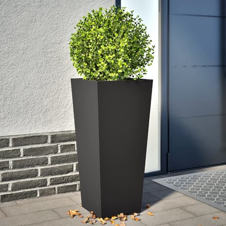 Plantenbakken 2 st 35x35x75 cm staal zwart 1