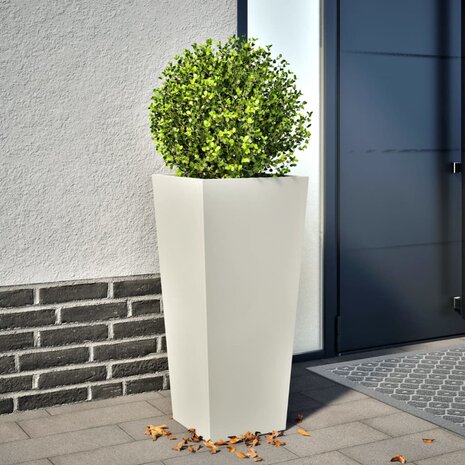 Plantenbak 35x35x75 cm staal wit 1