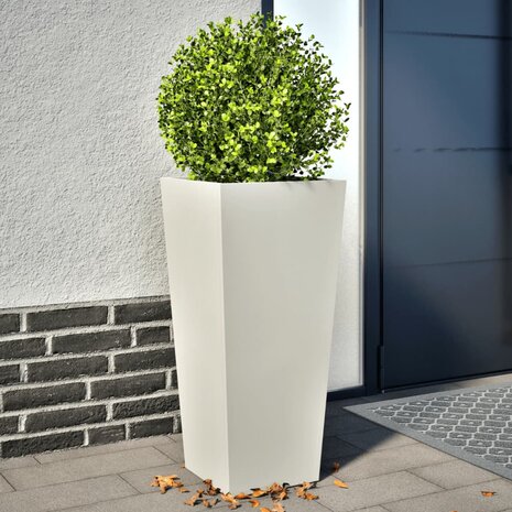 Plantenbakken 2 st 35x35x75 cm staal wit 1