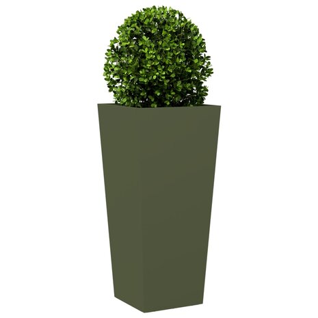 Plantenbakken 2 st 35x35x75 cm staal olijfgroen 4