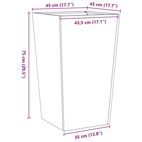 Plantenbak 45x45x75 cm staal zwart 10