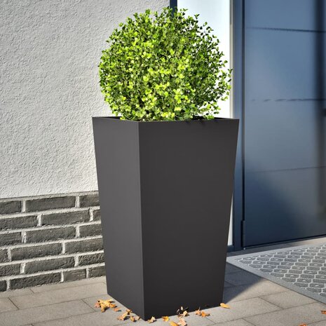 Plantenbakken 2 st 45x45x75 cm staal zwart 1