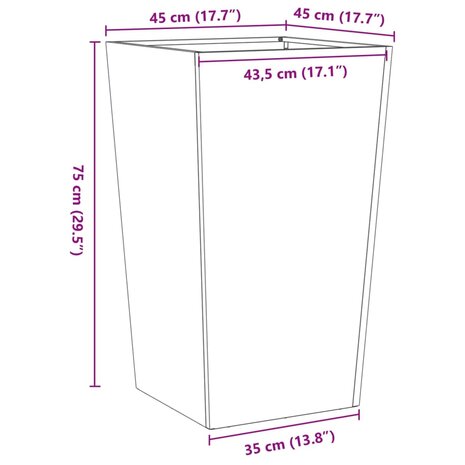 Plantenbakken 2 st 45x45x75 cm staal zwart 12