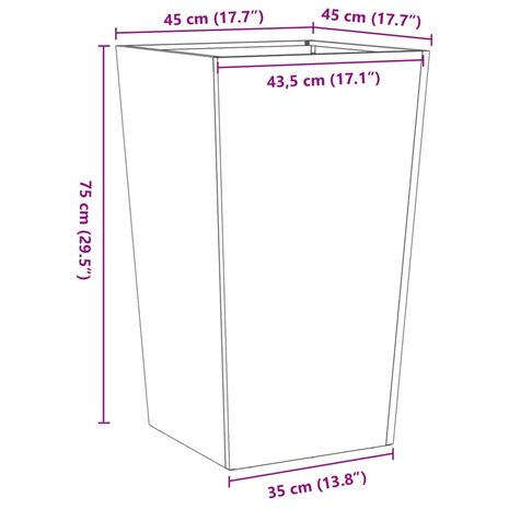 Plantenbak 45x45x75 cm staal antracietkleurig 10