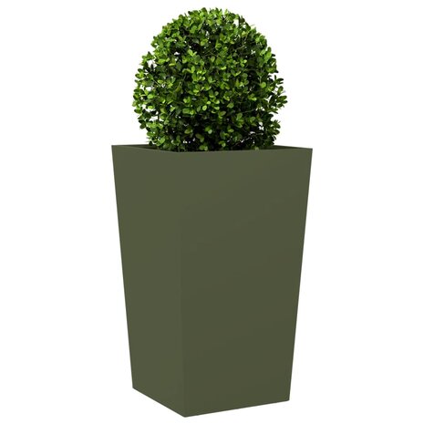 Plantenbak 45x45x75 cm staal olijfgroen 3