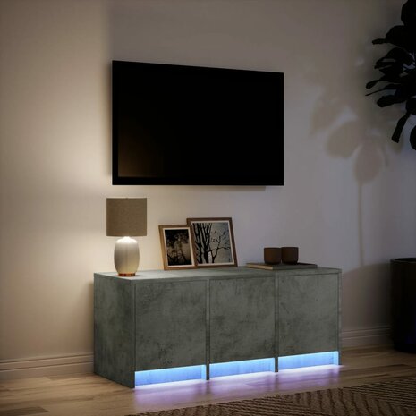 Tv-meubel met LED 97x34x40 cm bewerkt hout betongrijs 5