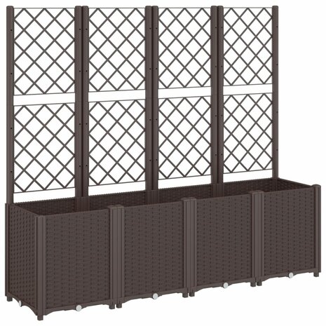 Plantenbak met latwerk 160x40x140 cm polypropeen bruin 2