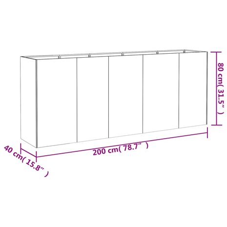 Plantenbak verhoogd 200x40x80 cm cortenstaal 8