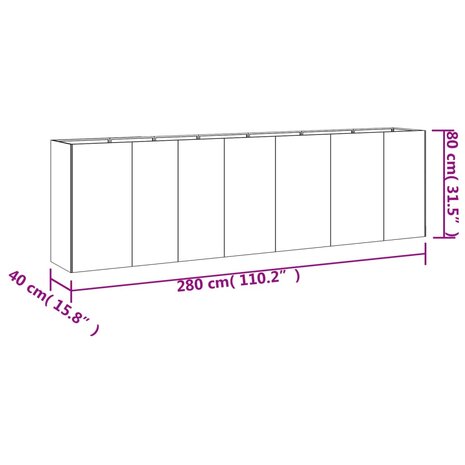 Plantenbak verhoogd 280x40x80 cm cortenstaal 8