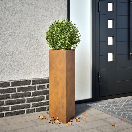 Plantenbakken 2 st driehoek 30x26x75 cm cortenstaal 1