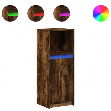 Dressoir met LED 38x34x100 cm bewerkt hout gerookt eikenkleurig 2