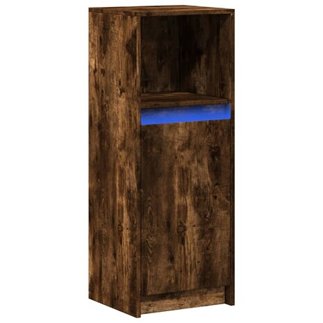 Dressoir met LED 38x34x100 cm bewerkt hout gerookt eikenkleurig 3