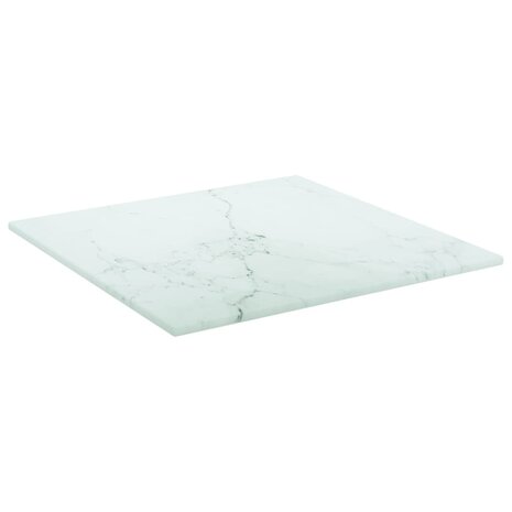 Tafelblad 30x30 cm 6 mm gehard glas met marmeren design wit 2