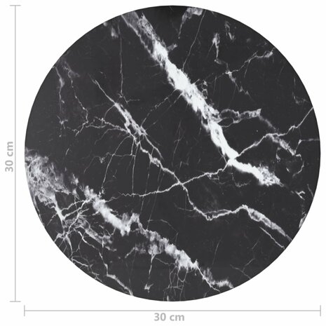Tafelblad Ø30x0,8 cm gehard glas met marmerontwerp zwart 4
