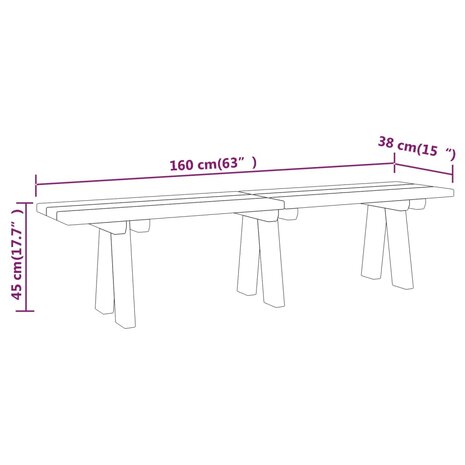 Tuinbank 160 cm geïmpregneerd massief grenenhout 7