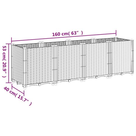 Plantenbak 160x40x53 cm polypropeen zwart 7