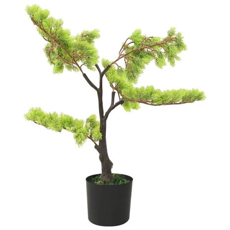 Kunstplant met pot cipres bonsai 60 cm groen 2