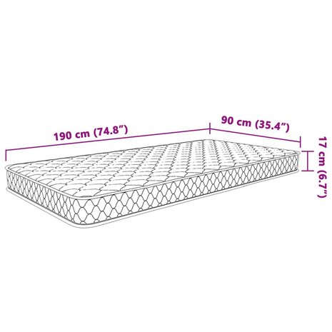 Traagschuimmatras 90x190x17 cm wit 8