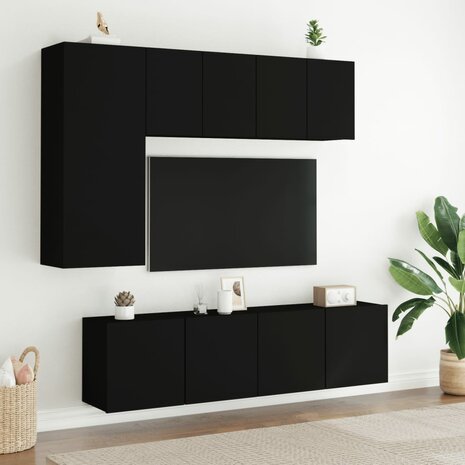 Tv-meubels 2 st wandgemonteerd 60x30x41 cm zwart 3