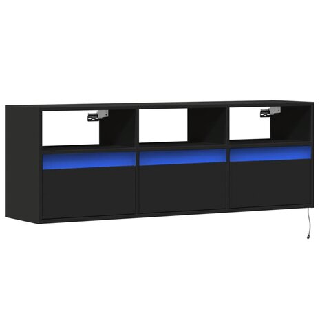 Tv-wandmeubel met LED-verlichting 130x31x45 cm zwart 3