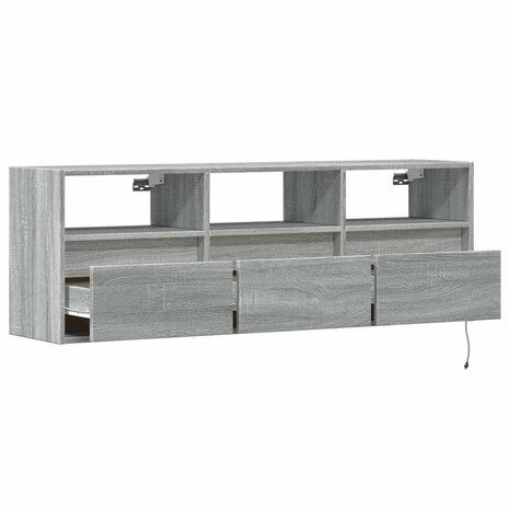 Tv-wandmeubel met LED-verlichting 130x31x45 cm grijs sonoma 9