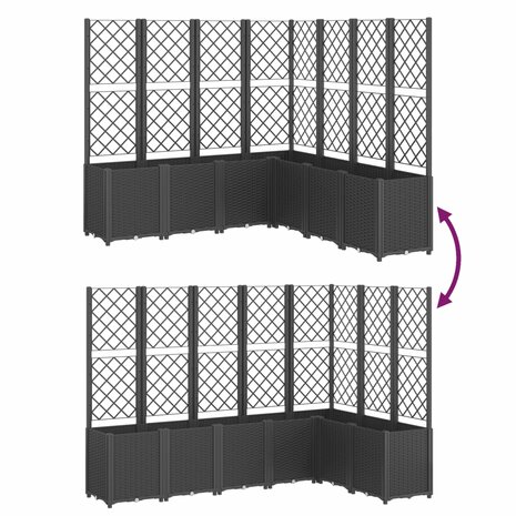 Plantenbak met latwerk 160x160x140 cm polypropeen zwart 6