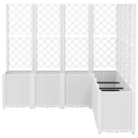 Plantenbak met latwerk 160x160x140 cm polypropeen wit 3