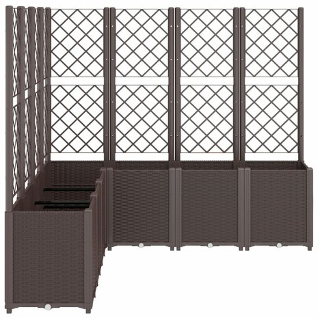 Plantenbak met latwerk 160x160x140 cm polypropeen bruin 4