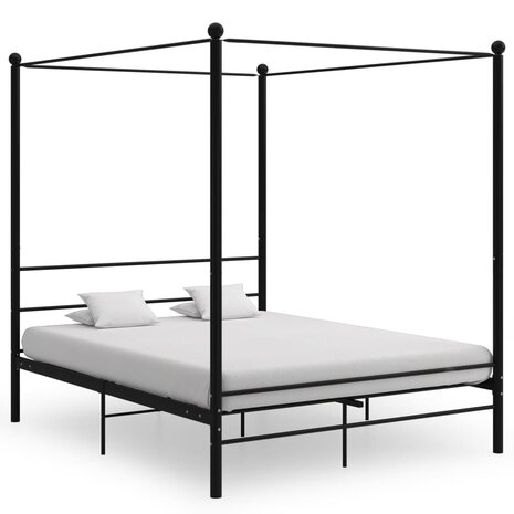 Hemelbedframe metaal zwart 160x200 cm  1