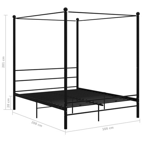 Hemelbedframe metaal zwart 160x200 cm  6