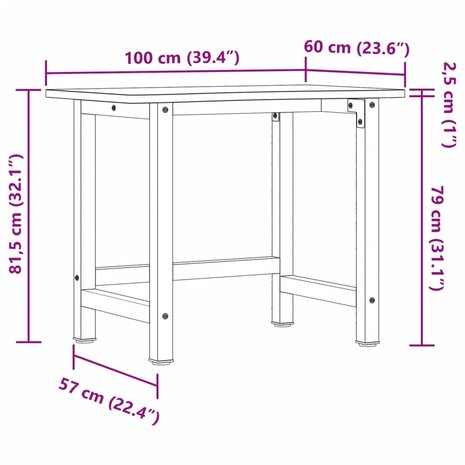 Werkbank 100x(55-60)x81,5 cm massief beukenhout 11