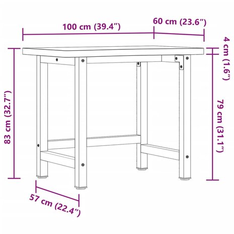 Werkbank 100x(55-60)x83 cm massief beukenhout 11