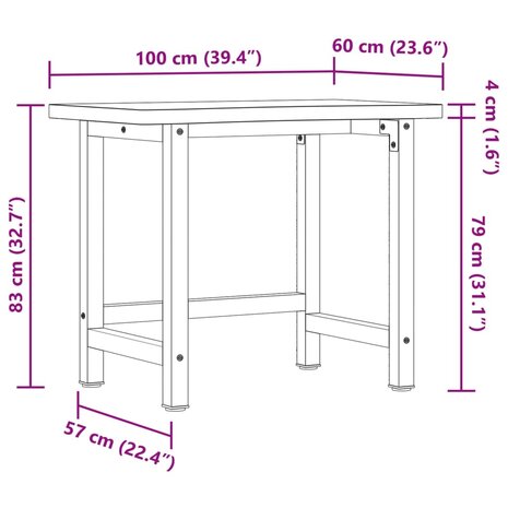 Werkbank 100x(55-60)x83 cm massief beukenhout 11