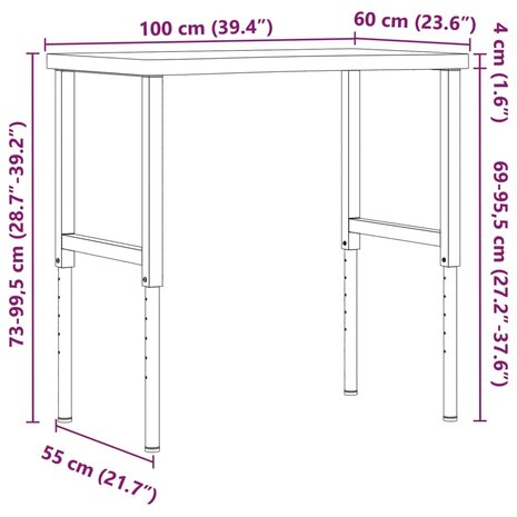 Werkbank 100x(55-60)x(73-99,5) cm massief beukenhout 12