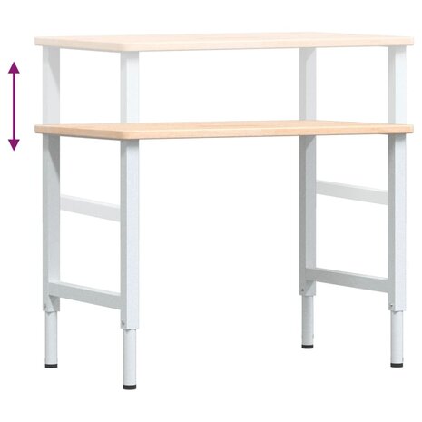 Werkbank rechthoekig 100x60x(71,5-98) cm massief eikenhout 9