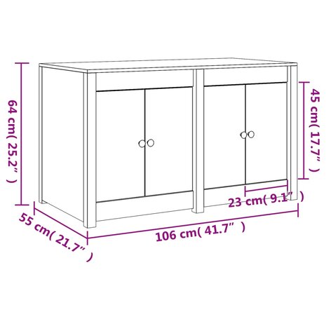 Keukenkast voor buiten 106x55x64 cm massief grenenhout 10