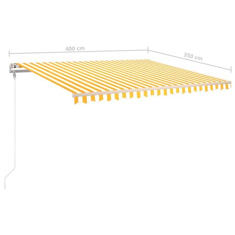 Luifel handmatig uittrekbaar met LED 4x3,5 m geel en wit 10