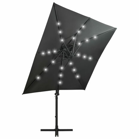 Zweefparasol met paal en LED-verlichting 250 cm antracietkleur 4