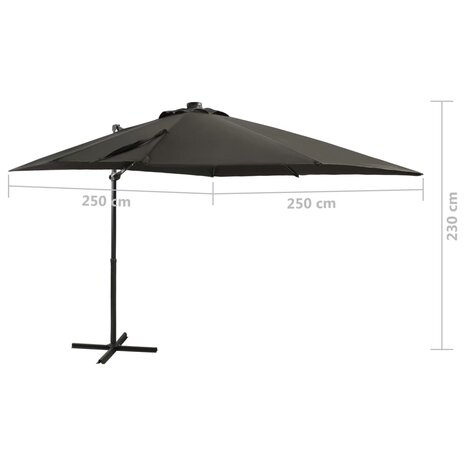 Zweefparasol met paal en LED-verlichting 250 cm antracietkleur 11