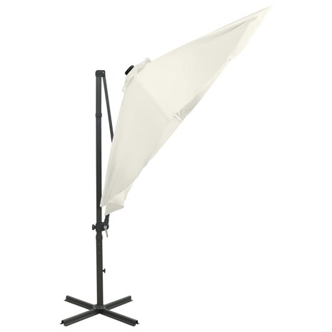 Zweefparasol met paal en LED-verlichting 300 cm zandkleurig 5