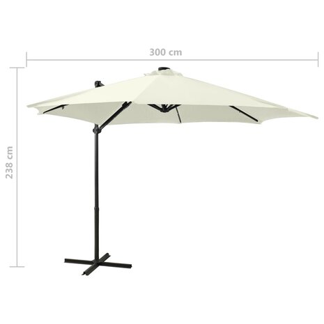 Zweefparasol met paal en LED-verlichting 300 cm zandkleurig 11