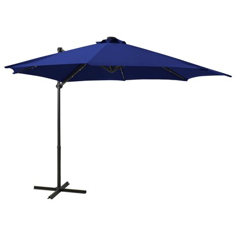 Zweefparasol met paal en LED-verlichting 300 cm azuurblauw 1