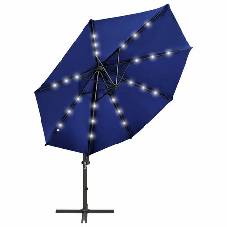 Zweefparasol met paal en LED-verlichting 300 cm azuurblauw 5