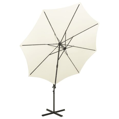 Zweefparasol met paal en LED-verlichting 300 cm zandkleurig 5