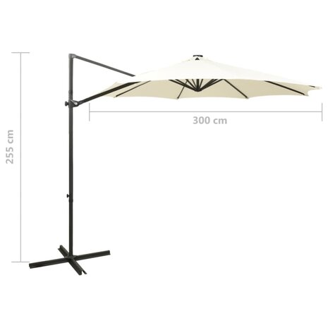 Zweefparasol met paal en LED-verlichting 300 cm zandkleurig 11