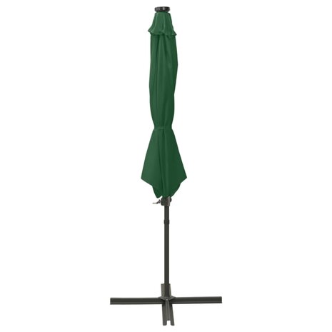 Zweefparasol met paal en LED-verlichting 300 cm groen 2