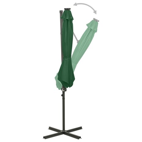 Zweefparasol met paal en LED-verlichting 300 cm groen 3